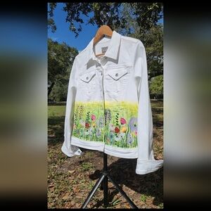 Denim Jacket Floral Painted